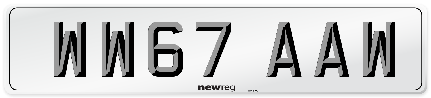 WW67 AAW Number Plate from New Reg